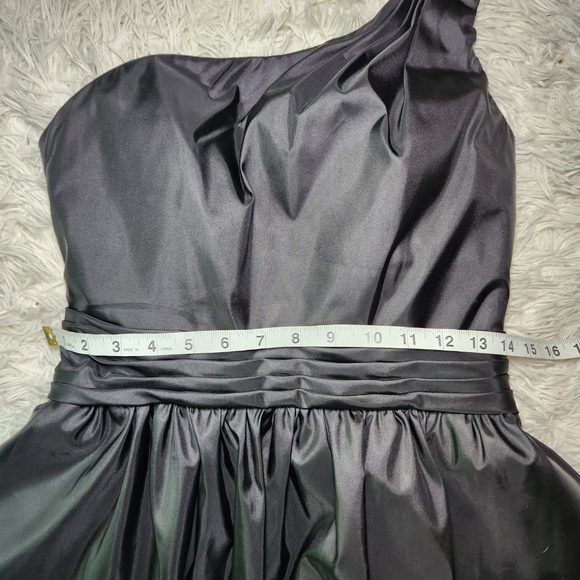 Mori Lee by Madeline Gardner A Line One Shoulder Black Cocktail Dress Size 12 - Picture 6 of 14
